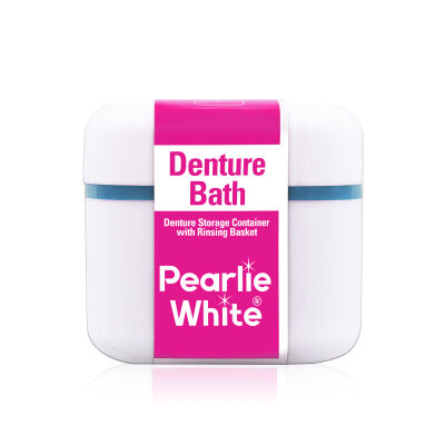 Pearlie White Denture Bath - Denture Container with Rinsing Basket
