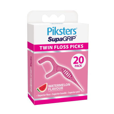 Piksters Supagrip Watermelon Twin Floss Picks (20 Pack)