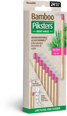 Piksters Bamboo Interdental Brushes, Right Angle 24 Pack