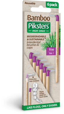 Piksters Bamboo Interdental Brushes - Right Angle 6 Pack