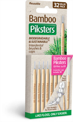 Piksters Bamboo Interdental Brushes - 32 Pack