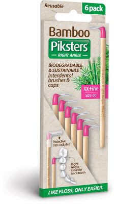 Piksters Bamboo Interdental Brushes - Right Angle 6 Pack